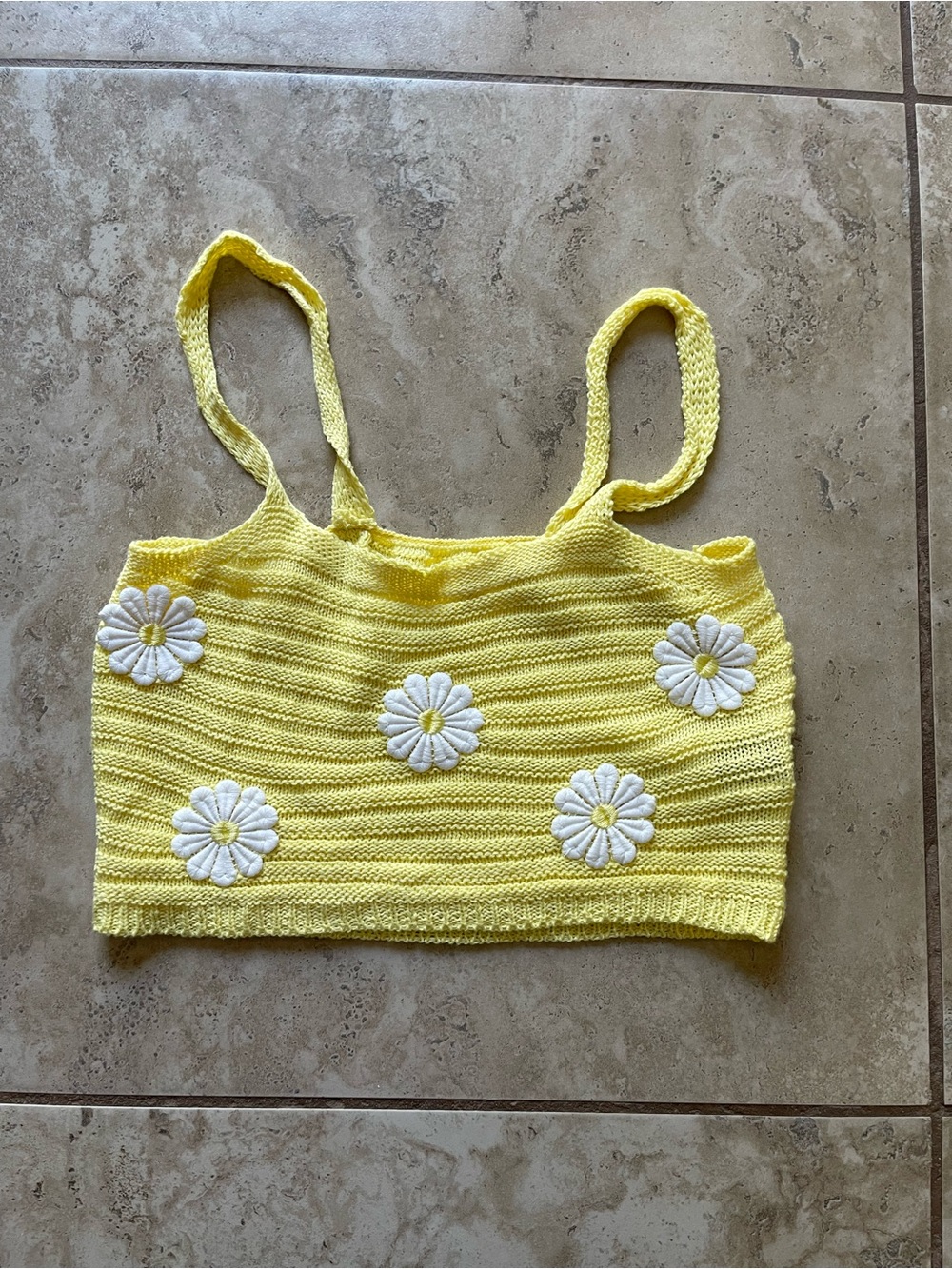 SHEIN Bright Yellow Crochet Crop Tank